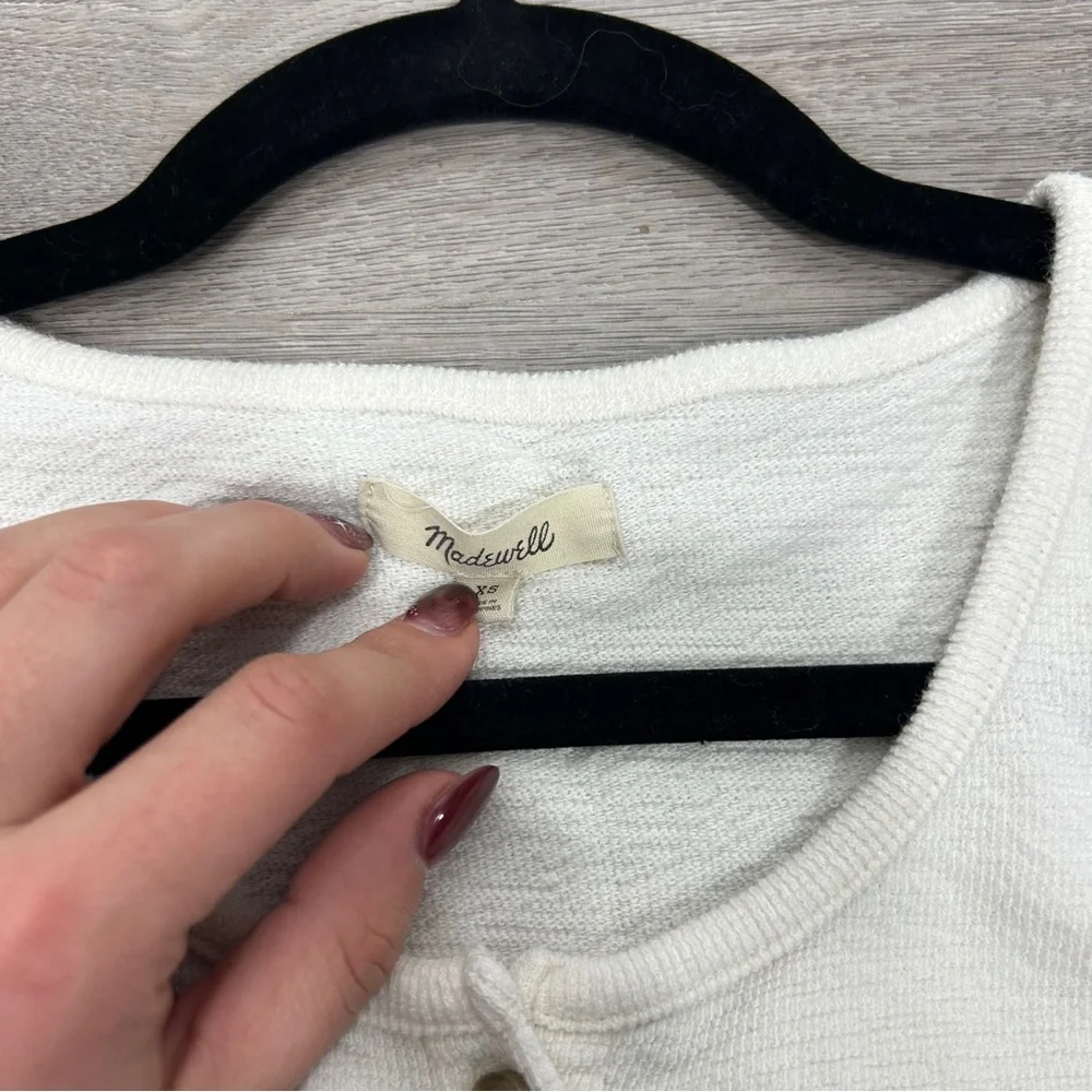 Madewell White Button Down Blouse with Puff Sleeves P2
